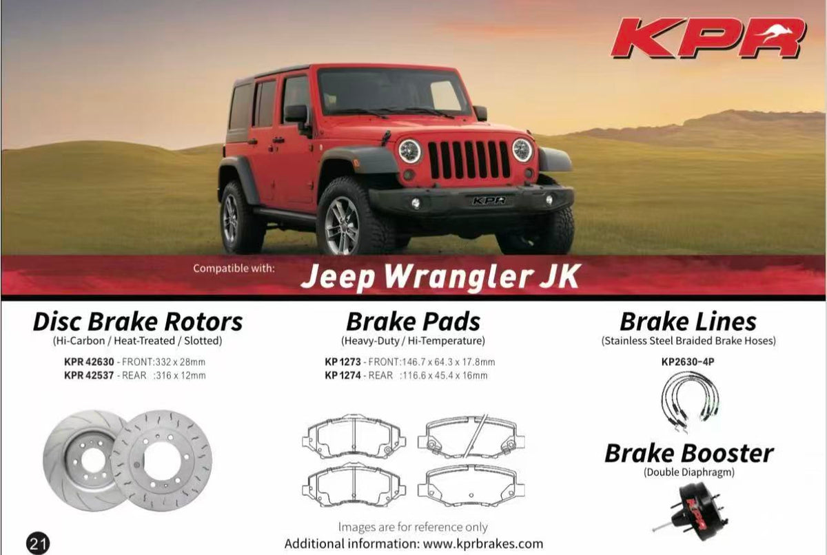 KPR Brakes - 4x4 4WD Brake Upgrades (Disc Rotors / Brake Pads / Brake Hose / Brake Booster ) FOR JEEP WRANGLER JK 2007-2018