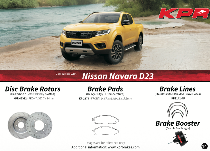 KPR Brakes - 4x4 4WD Brake Upgrades (Disc Rotors / Brake Pads / Brake Hose / Brake Booster ) FOR NISSAN NAVARA D23 2015+