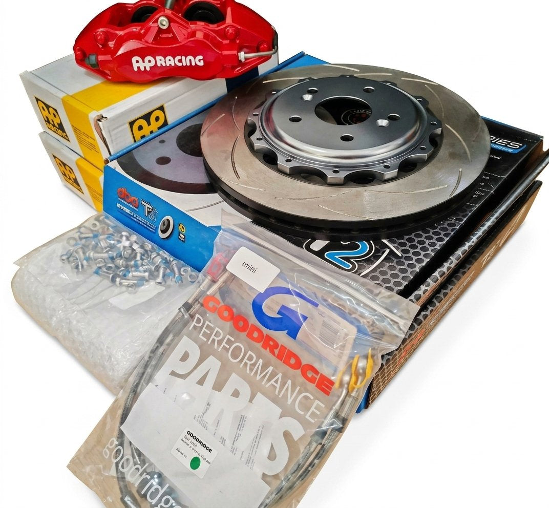 -BOLT ON- AP RACING BIG BRAKE KIT -CP9200 4POT CALIPER + 330MM ROTOR + GOODRIDGE BRAKE LINE FITS HONDA ACCORD CL7 CL9