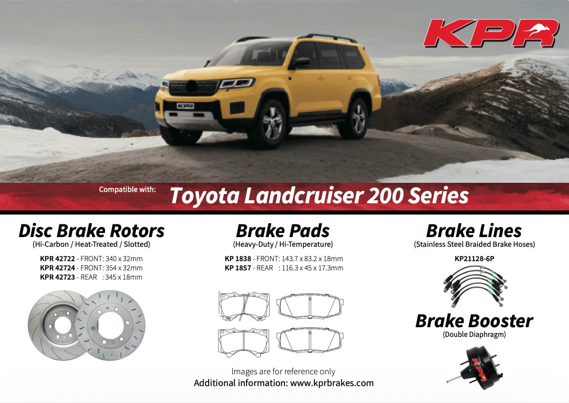 Front + Rear KPR BRAKE UPGRADE (SLOTTED ROTORS + HD 4WD PADS + FLUID + Braided hose kit) FIT LAND CRUISER 200 Series LC200 J200