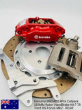 Genuine BREMBO 4Pot Calipers + 355MM Drilled Rotor ,Mustang Rear HandBrake Calipers FULL REAR UpgradeKit FOR Ford RS Focus Mk2 2004-2011