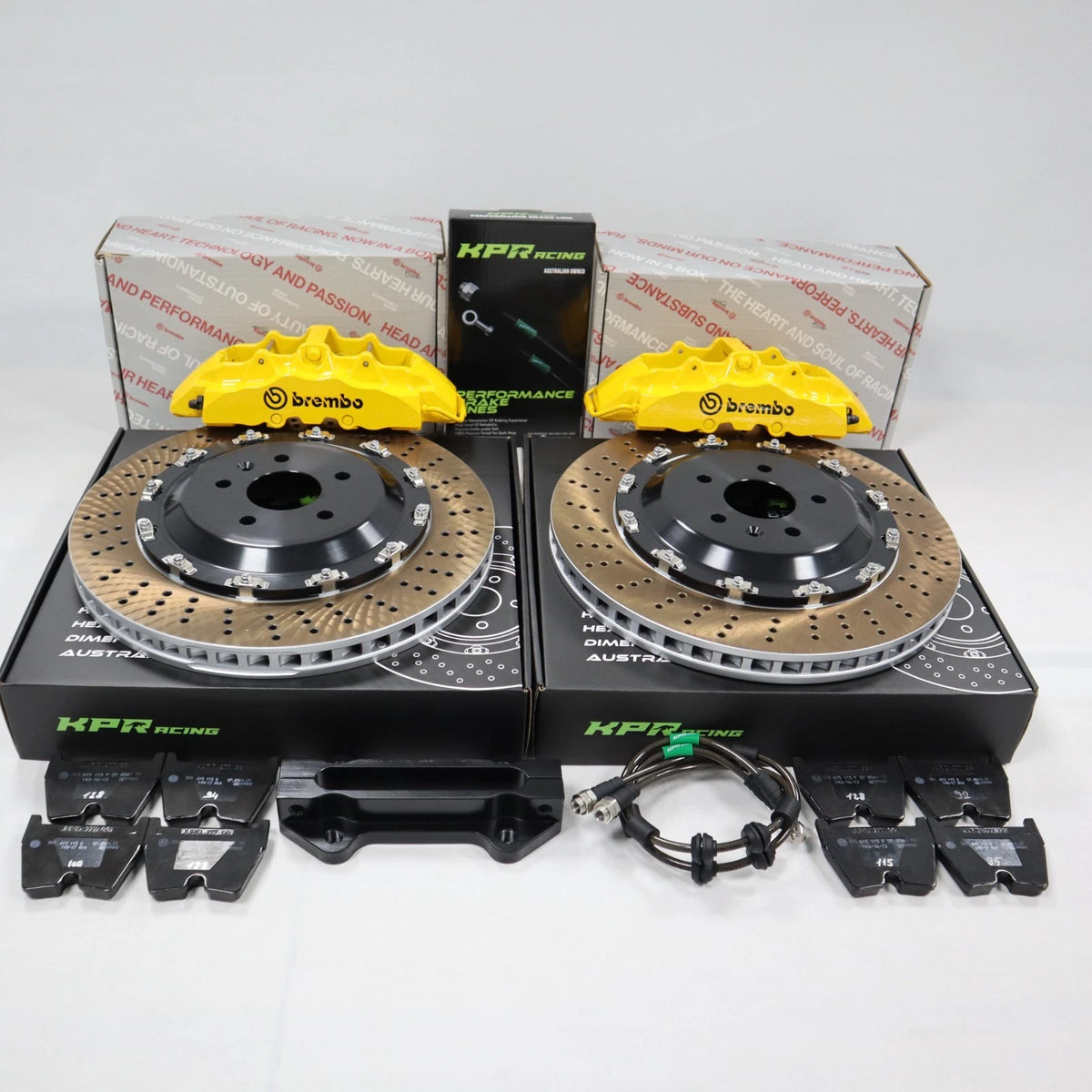 BREMBO GT 6pot Caliper + ROTOR + Pads Full Brake Kit -customised brackets /Hats BBK